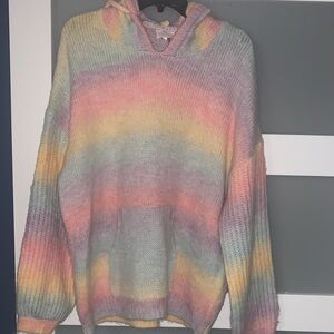 Pastel Rainbow Women's Cowl Neck Sweater